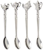 Elegance Silver 87625 Silver Plated Teapot Tea Spoon with Crystal (Pack of 4)