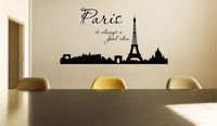 Paris is always a good idea paris silouette large image Vinyl Decal Matte Black Decor Decal Skin Sticker Laptop