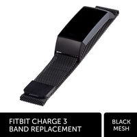 WITHit Designer Stainless Steel Mesh Fitbit Charge 3 Band, Black - Secure, Adjustable, Fitbit Watch Band Replacement with Magnetic Closure, Fits Most Wrists, Sweat-Resistant Accessories