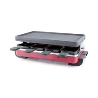 Swissmar KF-77046 Classic 8 Person Raclette with Reversible Cast Iron Gril Plate/Crepe Top, Red