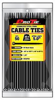 Pro Tie B5SSP50 5.5-Inch Stainless Steel Pawl Cable Tie, UV Black Nylon, 50-Pack