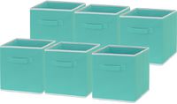 6 Pack - SimpleHouseware Foldable Cloth Storage Cube Basket Bins Organizer, Turquoise (11" H x 10.75" W x 10.75" D)