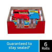 Scotch Heavy Duty Shipping Packaging Tape with Dispenser, 1.88 in. x 22.2 yd., Clear, 6 Dispensers/Pack