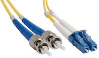 Amphenol FO-DLSTDLLC00-002 ST-LC Duplex Single-Mode Fiber Optic Patch Cable, 9/125 OS1, OFNR, 2 m, 6.6', Yellow
