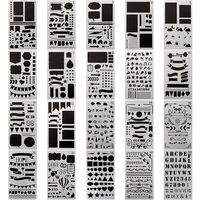 20 PCS Journal Stencil Plastic Planner Set for Journal Notebook Diary Scrapbook DIY Drawing Template Journal Stencils 4x7 Inch