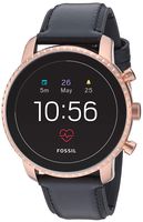 Fossil Men's Gen 4 Explorist HR Stainless Steel and Leather Touchscreen Smartwatch, Color: Rose Gold, Black (Model: FTW4017)