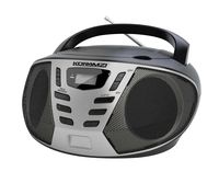 KORAMZI Portable CD Boombox with AM/FM Radio,AUX in,Top Loading CD Player,Telescopic Antenna, LCD Display for Indoor & Outdoor,Offices,Home,Restaurants,Picnics,School, Camping (Black/Silver) CD55-BKS