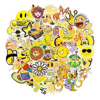 VSCO Stickers for Hydro Flask,Yellow 70 pcs Waterproof Water Bottle Stickers for Hydroflasks,Laptop,Phone,Skateboard,Guitar,Cute Vinyl Trendy Aesthetic Stickers for Girls,Kids,Teens (Yellow 70pcs)