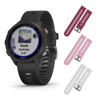 Garmin Forerunner 245 Music GPS Running Smartwatch with Included Wearable4U 3 Straps Bundle (Black Music 010-02120-20, Berry/Pink/White)