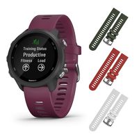 Garmin Forerunner 245 GPS Running Smartwatch with Included Wearable4U 3 Straps Bundle (Berry 010-02120-01, Khaki/Red/White)