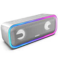 DOSS SoundBox Pro+ Wireless Bluetooth Speaker with 24W Impressive Sound, Booming Bass, Wireless Stereo Pairing, Mixed Colors Lights, IPX5 Waterproof, 15 Hrs Battery Life, 66 ft Bluetooth Range -Grey