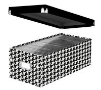 Snap-N-Store DVD Storage Box, 6" x 8.25" x 16.5", Holds up to 26 DVDs in Cases, Houndstooth (SNS03318)