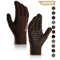 TRENDOUX Winter Gloves, Knit Touch Screen Glove Men Women Texting Smartphone Driving - Anti-Slip - Elastic Cuff - Thermal Soft Wool Lining - Hands Warm in Cold Weather - Coffee - M