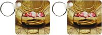 3dRose Buddhist Art, Buddha figure holding flower petals - Key Chains, 2.25 x 4.5 inches, set of 2 (kc_107622_1)