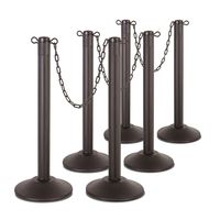 US Weight ChainBoss Stanchion with 10' of Black Plastic Chain ft. SunShield UV Protection-Weighted Base - Six Pack