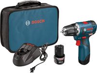 Bosch PS32-02 Cordless Drill Driver - 12V Brushless Compact Drill with 2 Lithium Ion Batteries, Charger & Soft Carrying Case