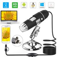 USB Microscope, Splaks 1000x High Power 3 in 1 PCB Microscope Camera USB Digital Microscope with Microscope Stand and 8 Led Lights for Kids Compatible with Windows, Mac and Android