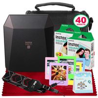 Fujifilm Instax Share SP-3 Smartphone Printer (Black) with 40 Sheets of Instant Square Film with Deluxe Bundle (USA Warrantty)