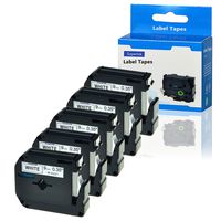 SuperInk 5 Pack Black on White Label Tape Compatible for Brother MK231 M-K231 M231 PT-100 PT-45 PT-55 PT-65 PT-70 PT-80 PT-85 PT-90 Thermal P-Touch Printer(12mm 1/2inch x 8m 26.2ft)