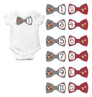 Gift Set of 12 Bowtie Keepsake Photography Monthly Baby Stickers with Alabama Roll Tide Football BT014