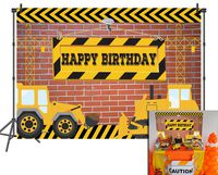 Daniu Construction Theme Birthday Party Photography Backdrop - Dump Truck Birthday Background Cake Table Boy Child Birthday Decor