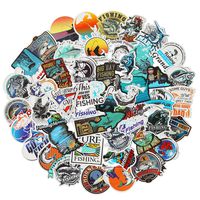 Go Fishing Stickers for Friends Snowboard Skateboard Laptop Car Bicycle Dirt-Bike Luggage Motorcycle Fishing Rod