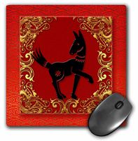 3dRose LLC 8 x 8 x 0.25 Inches Mouse Pad, Chinese Zodiac Year of The Dog Red/Gold/Black (mp_101851_1)