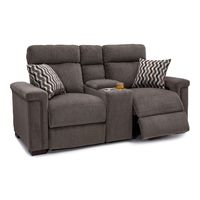 Seatcraft Hawke Home Theater Seating Performance Fabric Power Recline Loveseat with Adjustable Powered Headrests, Center Storage Console with Cup Holders, Matching Pillows, Jasper Tan