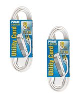 Prime Wire & Cable EC820608-2-Pk 8-Feet 16/3 SPT-2 3-Outlet Utility Indoor Cord, 2-Pack, White