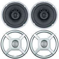 2 x Jensen Marine MS650 6.5" Waterpoof Coaxial Speakers - 2 x 6.5 Removable Marine Audio Grilles for Speakers (Silver)