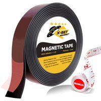 Flexible Magnetic Tape - 1 Inch x 10 Feet Magnetic Strip with Strong Self Adhesive - Ideal Magnetic Roll for Craft and DIY Projects - Sticky Magnets for Fridge and Dry Erase Board