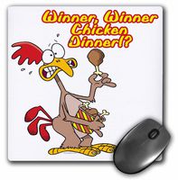 3dRose Winner Chicken Dinner Irony Humor Mouse Pad, 8" x 8" (mp_104455_1)