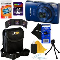 Canon PowerShot ELPH 190 is Digital Camera with 10x Zoom, 720p HD Video and Built-in Wi-Fi, Blue (International Version) + 7pc 8GB Accessory Kit w/HeroFiber Ultra Gentle Cleaning Cloth