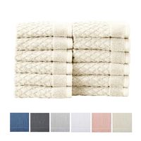 12-Pack Washcloth Set. 100% Cotton Absorbent Quick-Dry Textured Washcloth Towels. Wash Cloths for Bathrooms. Grayson Collection. (Wash 12pk, Ivory)