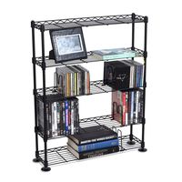 Atlantic Maxsteel 5 Tier Shelving - Heavy Gauge Steel Wire Shelving for 275 CD/152 DVD/BluRay/Games Media in Black