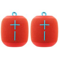 2 Pack Ultimate Ears WONDERBOOM Bluetooth Wireless Ultra-Portable Waterproof Speaker - Fireball Red (Renewed)