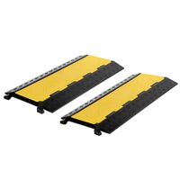 FCOME 2 Pack Rubber Cable Ramp Hose Cable Protector Ramp 5 Channel 22000Lbs Load Capacity Traffic Speed Bump Wires Power Lines Extension Cord Cover for Indoor Outdoor