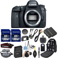 Canon EOS 6D Mark II DSLR Camera 26.2 MP (Body Only) Kit Includes 2Pcs 32GB Commander Memory Card + Extra Battery + Backpack Case + Grip Strap + Air Blower + Cleaning Kit