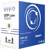 VIVO Black 1,000ft Bulk Cat5e, CCA Ethernet Cable, 24 AWG, UTP Pull Box | Cat-5e Wire, Waterproof, Outdoor, Direct Burial (CABLE-V003)