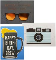 C.R. Gibson Handmade Happy Birthday Cards for Men, Assorted 3pc, 5'' x 7''