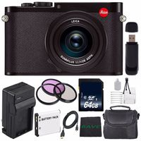 Leica Q (TYP 116) Digital Camera + Extra Battery + 64GB Memory Card + Microfiber Cloth + 49mm 3 Piece Filter Kit Bundle