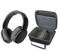 Skullcandy Crusher Foldable Noise Isolating Over-Ear Wireless Bluetooth Immersive Headphone Bundle with Portable Hardshell Case - Black/Coral