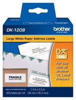 Brother Genuine DK-1208 Die-Cut Large Address Labels, Long Lasting Reliability, Die-Cut Large Address Paper Labels, 400 Labels per Roll, (1) Roll per Box - DK1208