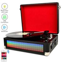 DIGITNOW Bluetooth Multi-Color LED Record Player for Vinly Records with Built-in Dual Stereo Speakers,Vinyl to mp3 Recording,LP 3-Speed Belt Driven Turntable,Aux Input & RCA Output.