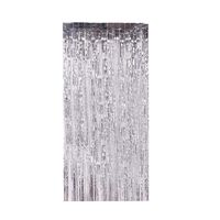 Lelinta 3.28X9.84ft Metallic Tinsel Rain Curtain Foil Fringe Curtain Backdrop for Wedding Birthday Photo Background (Silver-2PCS)