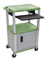 H WILSON WTPS42GC4E-N 3-Shelf Cart with Black Pullout Shelf, Nickel Cabinet and Legs, Tuffy, 42", Green