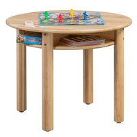 ECR4Kids Stowaway Table - Solid Wood Round Kids Table with Built-in Storage, Natural