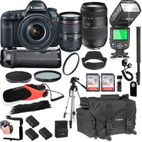 Canon EOS 5D Mark IV with 24-105mm f/4 L is II USM + Tamron 70-300mm + 128GB Memory + Canon Camera Bag + Pro Battery Bundle + Power Grip + Microphone + TTL SpeedLight + Pro Filters,(24pc Bundle)