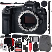 Canon EOS R Full-Frame Mirrorless Digital Camera (3075C002) (Body Only) with Deco Gear Photo Video Pro Backpack, Cleaning Kit Carry Case, Shotgun Microphone, 72" Monopod Bundle