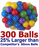 My Balls Pack of 300 Large 2.5" 65mm Ball Pit Balls in 5 Bright Colors - Crush-Proof Air-Filled; Phthalate Free; BPA Free; Non-Toxic; Non-PVC; Non-Recycled Plastic (Pack of 300)